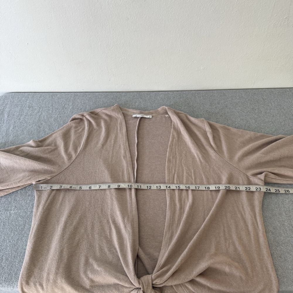 New Chicos Knit Top Cozy Tie Front Taupe Cardigan Sweater Size 3 Womens XL - Picture 9 of 12